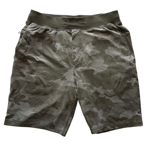 Lululemon T.H.E. Short 9" *Linerless Mens L Variegated Mesh Camo Max Dark Olive - Picture 2 of 14